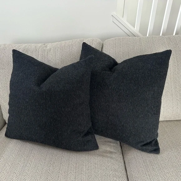 Restoration Hardware wool pillow covers (set of 2) square dark grey/black - Picture 1 of 3